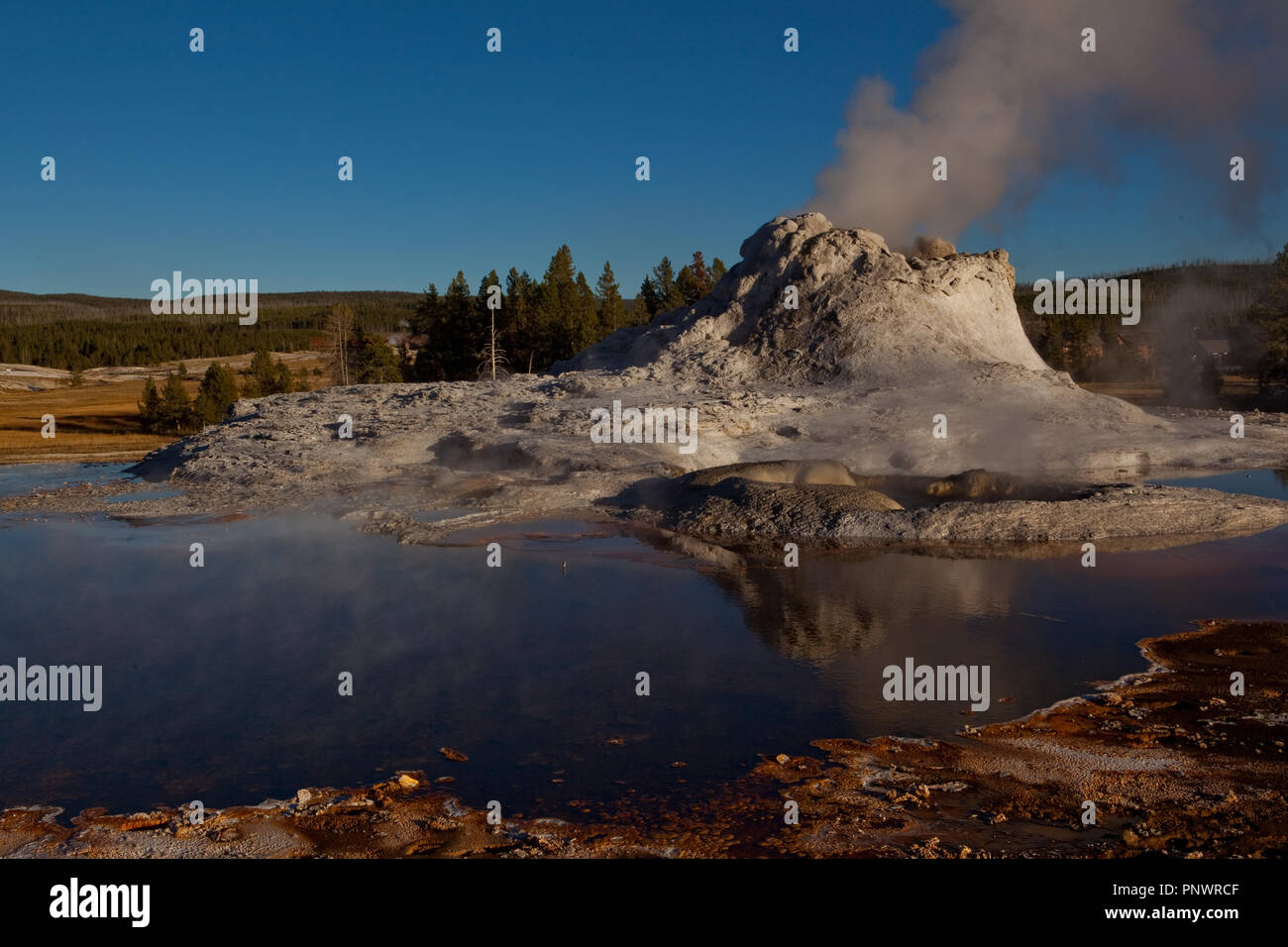 Sunset im Upper Geyser Basin Foto Stock