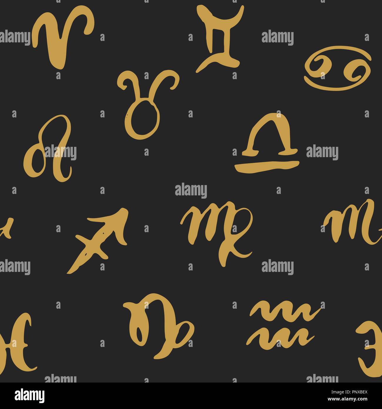 Segni zodiacali seamless pattern. Disegnato a mano astrologia oroscopo  simboli, grunge design testurizzato, Tipografia stampa, illustrazione  vettoriale Immagine e Vettoriale - Alamy