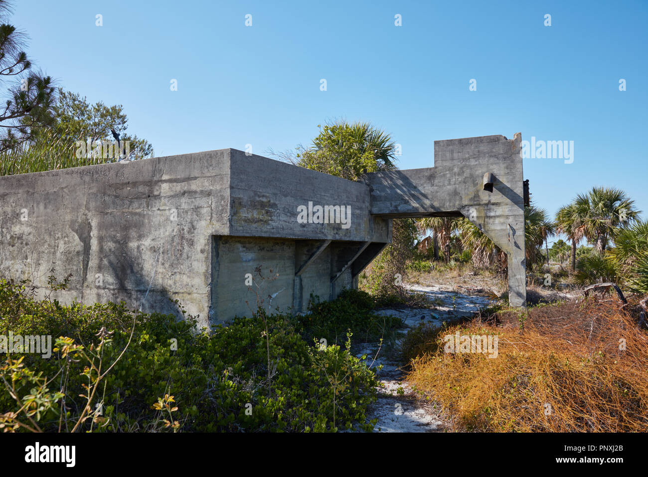 Rimane dell'impianto di trattamento dell'acqua all'ex campo Murphy, una guerra mondiale 2 era il training camp per il segnale 801st reggimento di formazione dell'Esercito USA Foto Stock