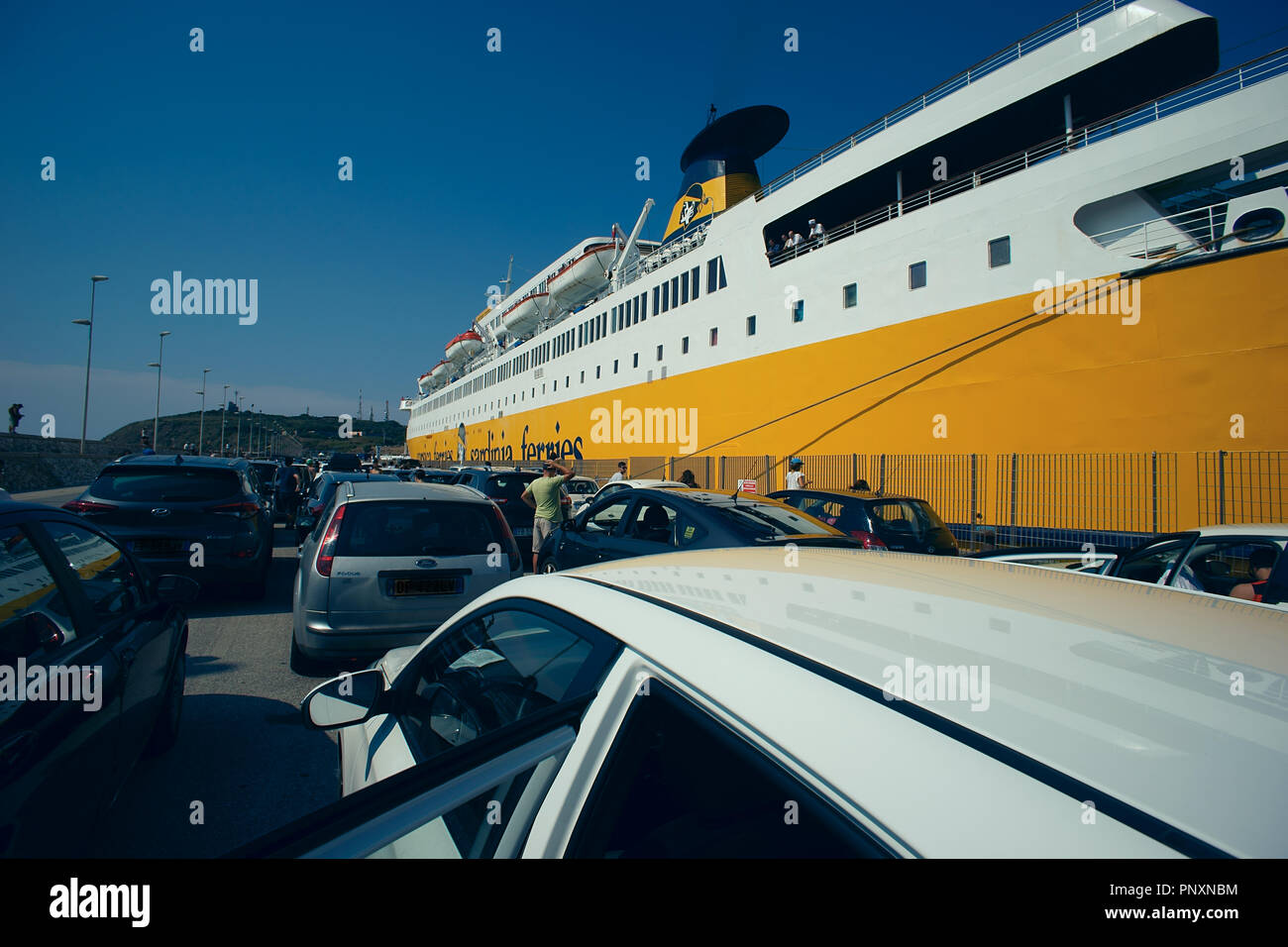 Traghetti Sardegna nel Piombino Porto, Toscana, Italia Foto Stock