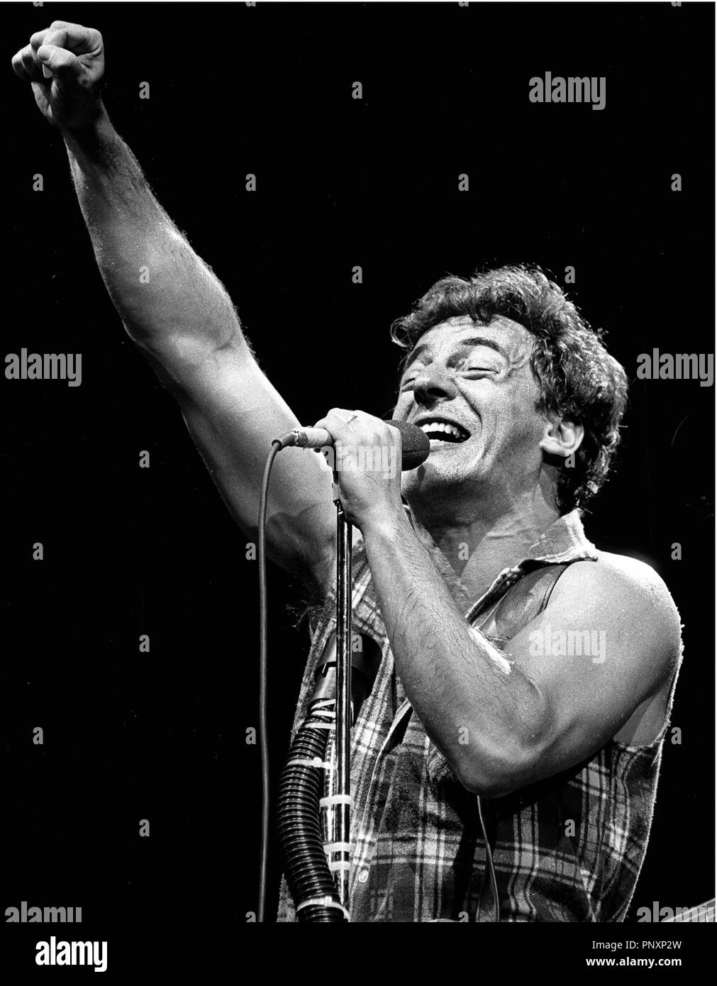 Bruce Springsteen in concerto al Cotton Bowl di Dallas TX 1985 Foto Stock