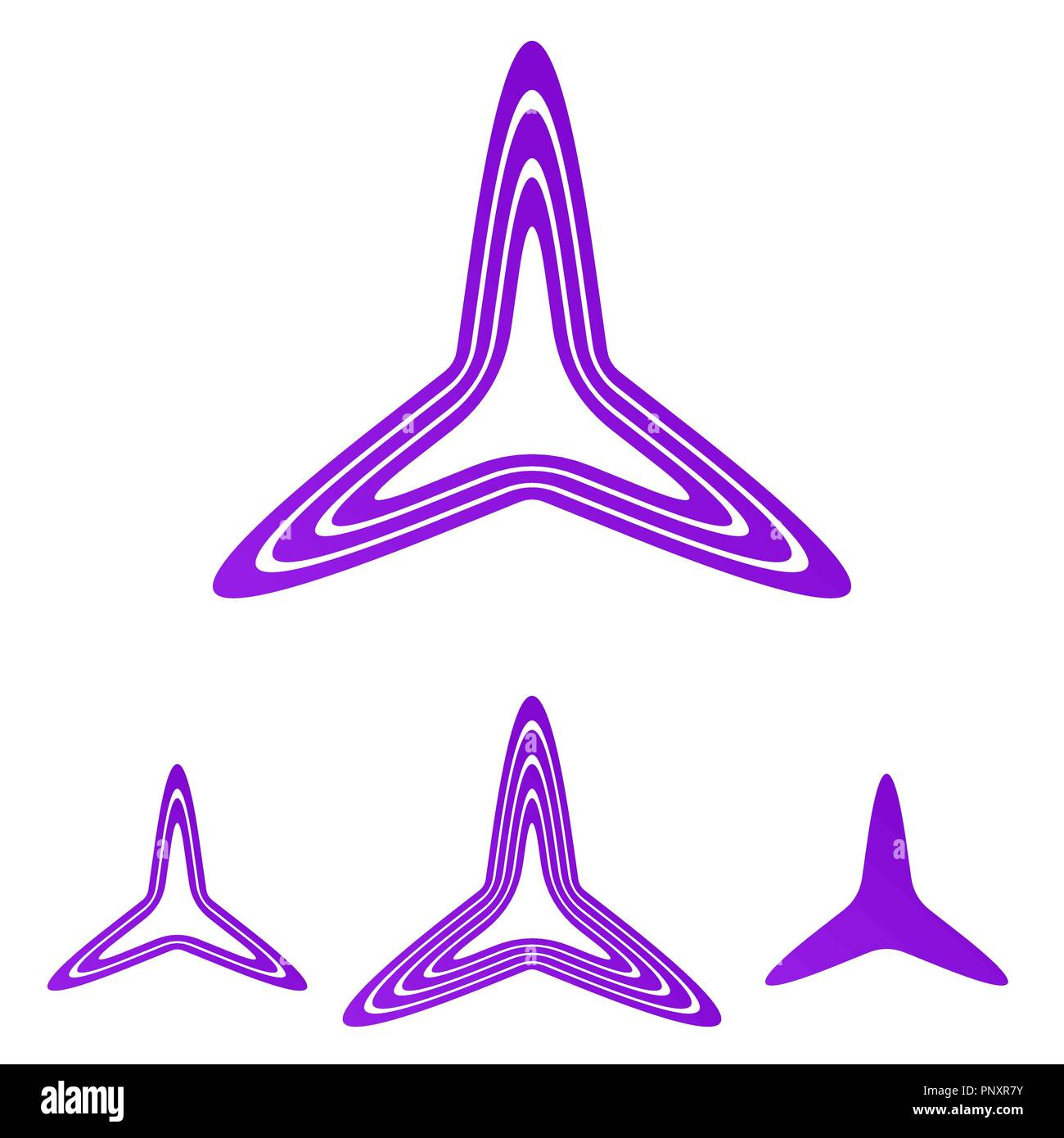 Linea viola triangolo logo design set Illustrazione Vettoriale