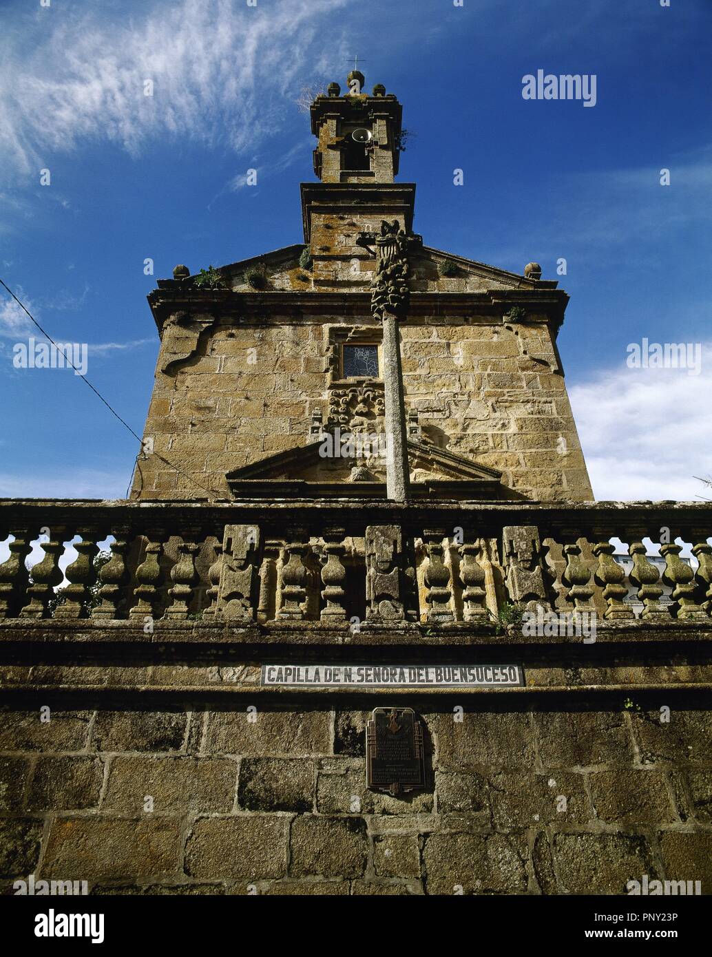 Spagna Galizia, La Coruña-una provincia, Fisterra. Buen Suceso Cappella (buona accadendo cappella), del XVIII secolo in stile barocco. Costa della morte. Foto Stock