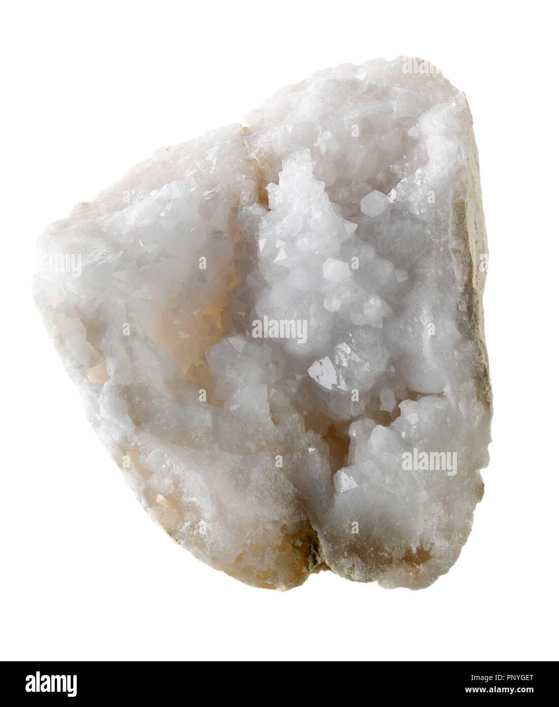 Quarzo bianco geode cristalli dal Marocco isolati su sfondo bianco Foto  stock - Alamy