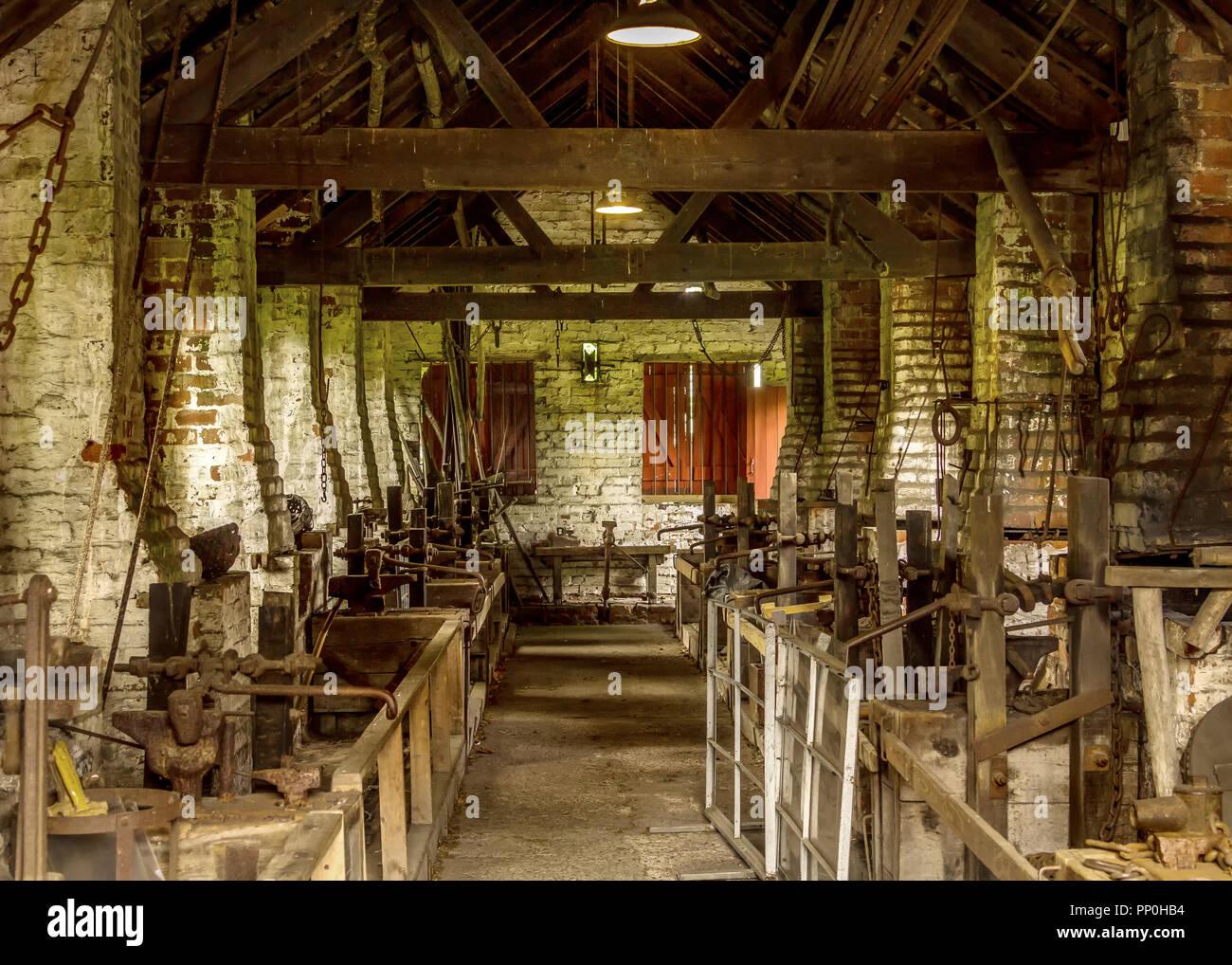 Immagini di edifici restaurati e strutture a Avoncroft Museum a Bromsgrove, Worcestershire. Foto Stock