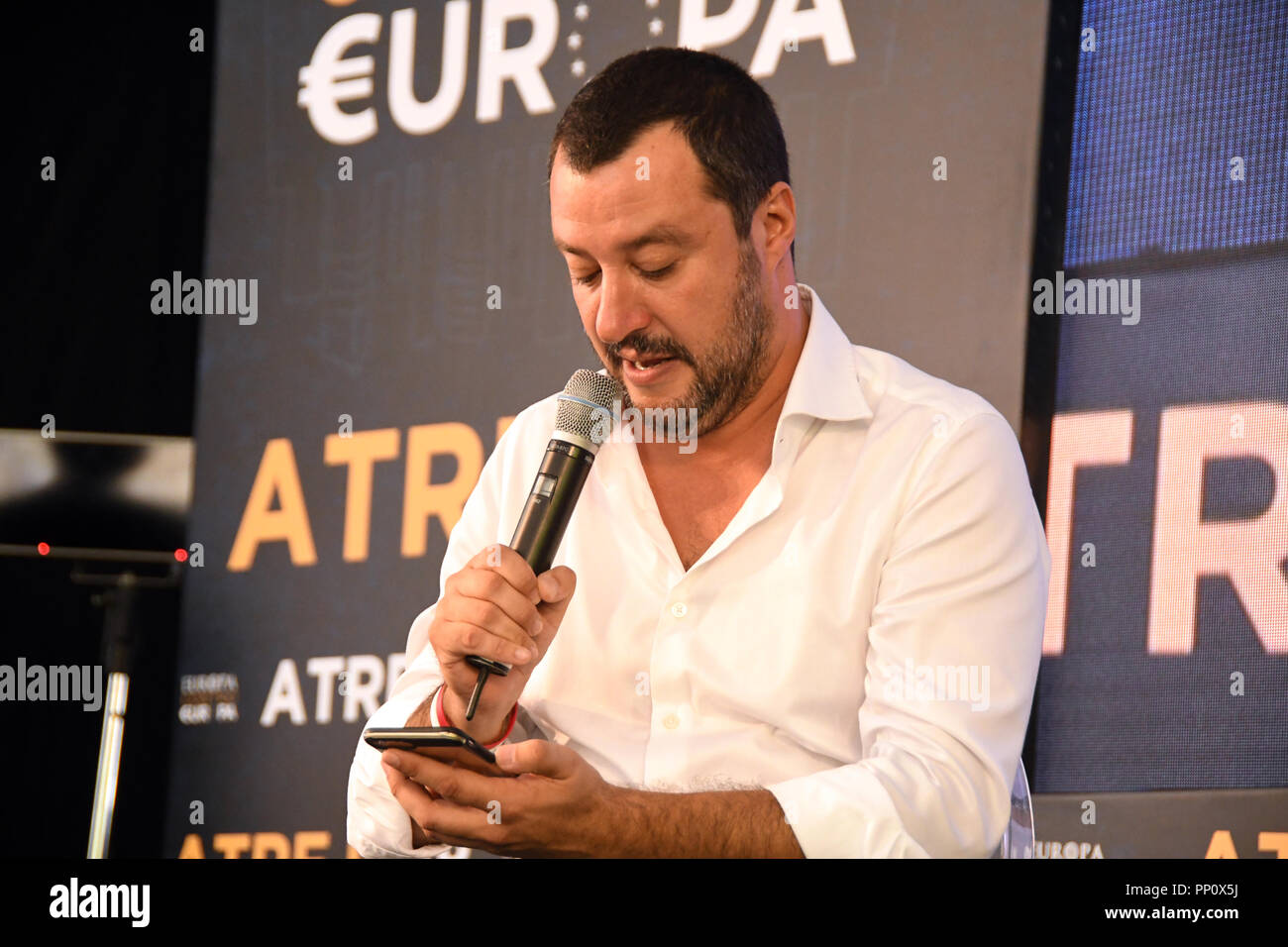 Roma, Italia. 22 Settembre 2018 - Isola Tiberina - Atreju18 ' EUROPA C. EUROPA ' 21° edizione Matteo Salvini Credito: Giuseppe Andidero/Alamy Live News Foto Stock