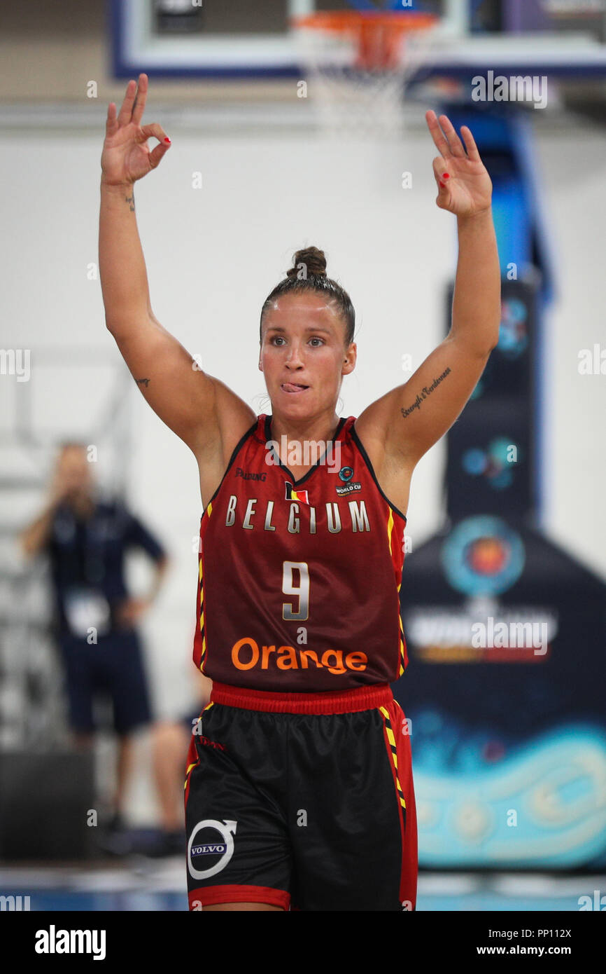 Tenerife, Spagna. Il 22 settembre, 2018. Marjorie Carpreaux del Belgio  celebra durante il gruppo C match tra Belgio e Puerto Rico al 2018 FIBA  donna basket di Coppa del Mondo a Santa