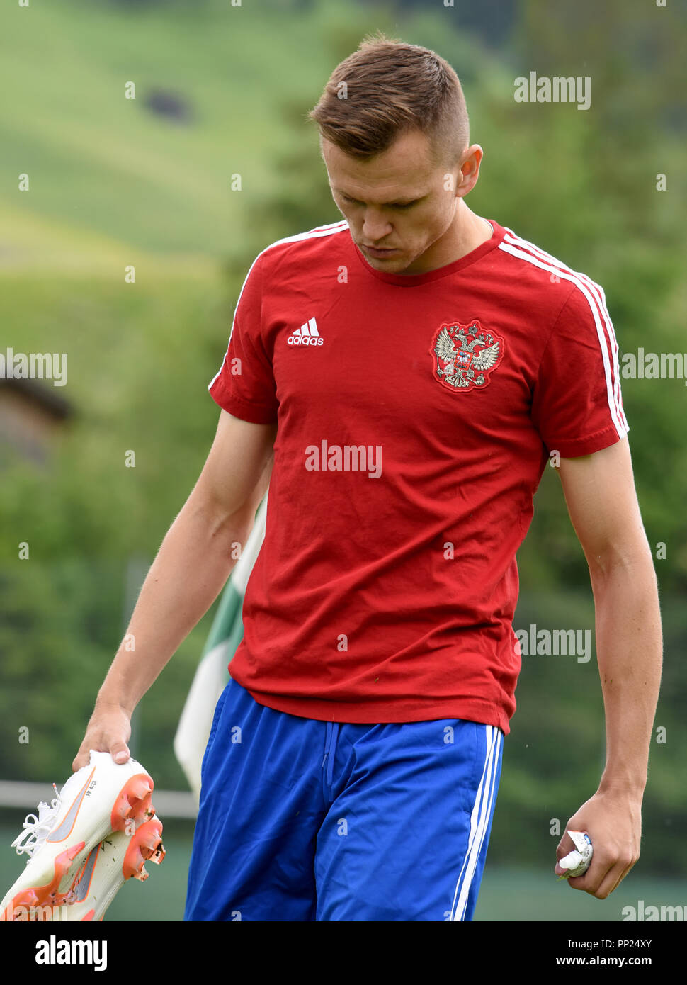 Di Neustift, Tirolo, Austria - 22 maggio 2018. Il calcio russo Denis giocatore Cheryshev durante il training camp in Neustift, Austria. Foto Stock