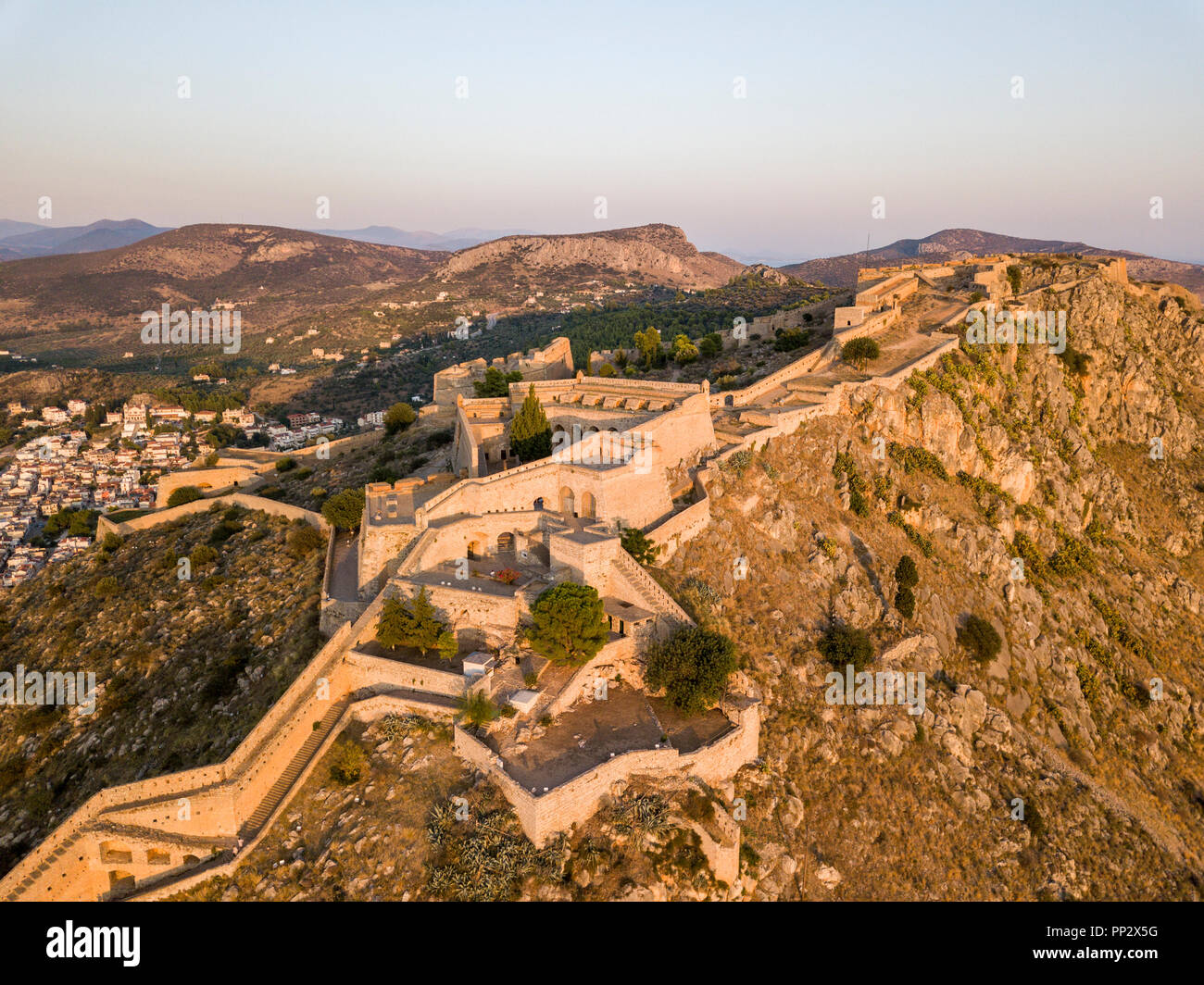 Vista aerea della fortezza Palamidi in Nafplio Foto Stock