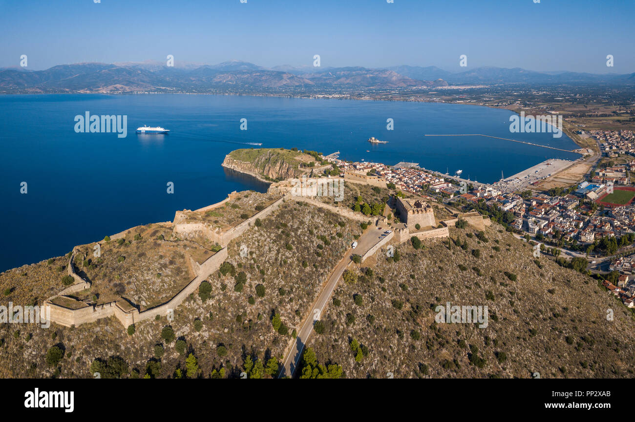 Vista aerea della fortezza Palamidi in Nafplio Foto Stock