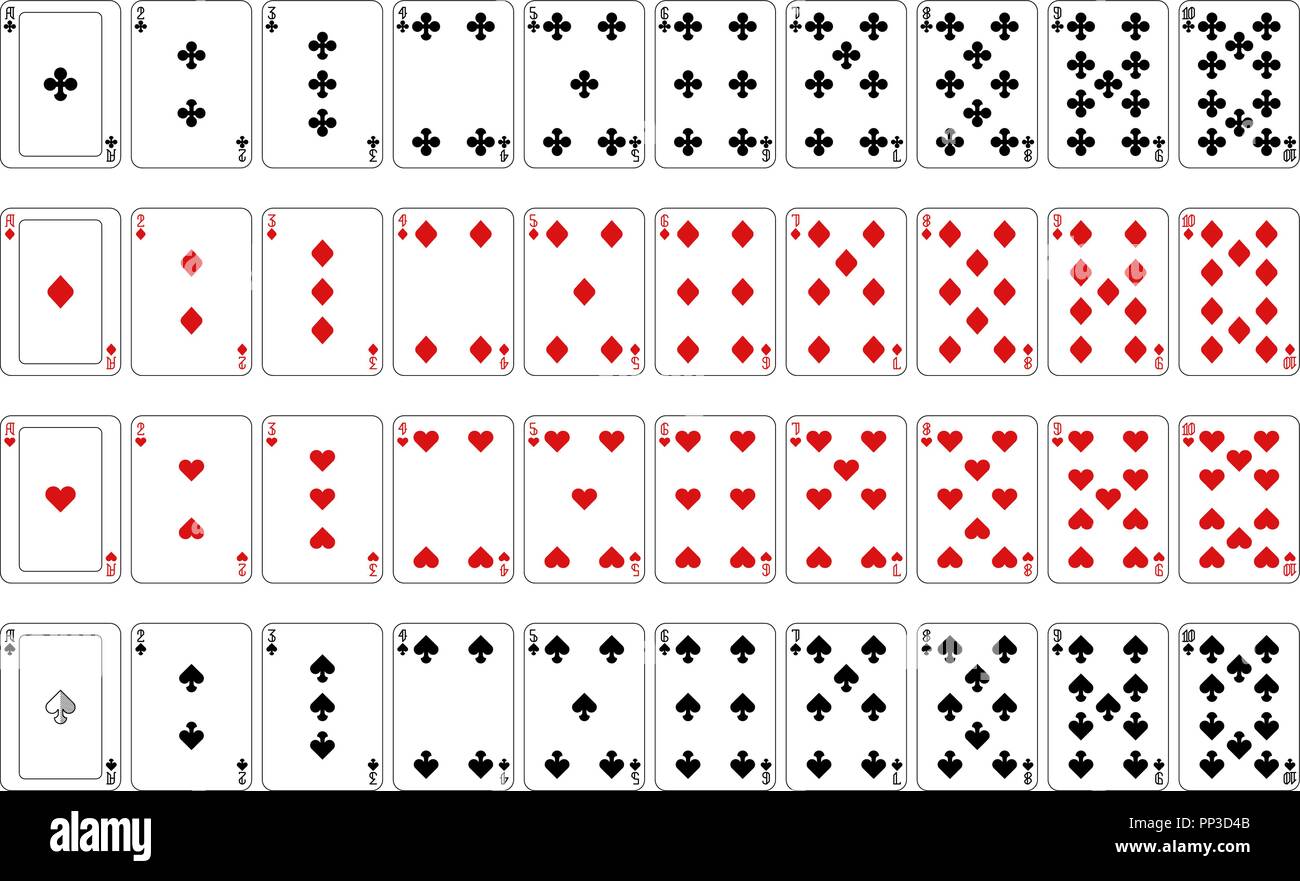Carte da gioco numero carte e Aces Illustrazione Vettoriale