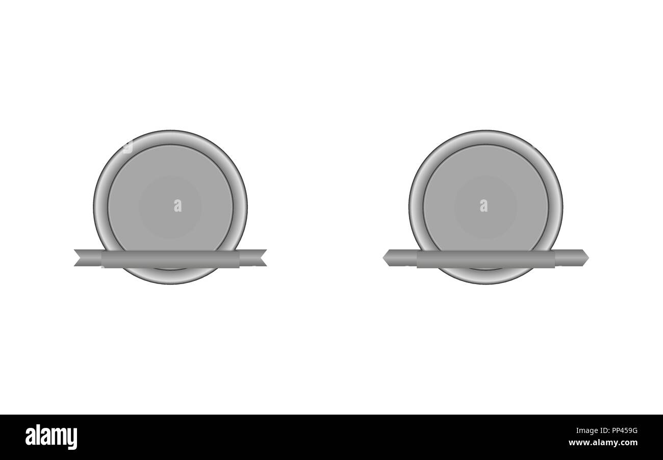 Due del medaglione con un nastro nella parte inferiore del colore metallico Illustrazione Vettoriale