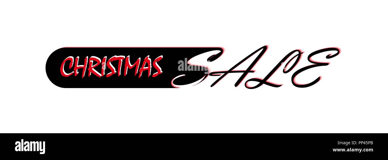 Iscrizione vendita di Natale in rosso e nero con ombra Illustrazione Vettoriale