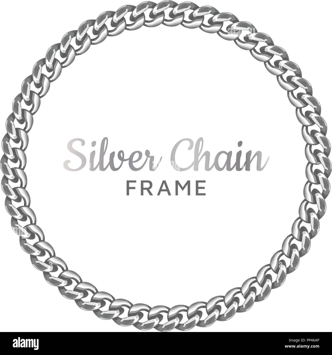 Catena argento round frame di confine. Illustrazione Vettoriale