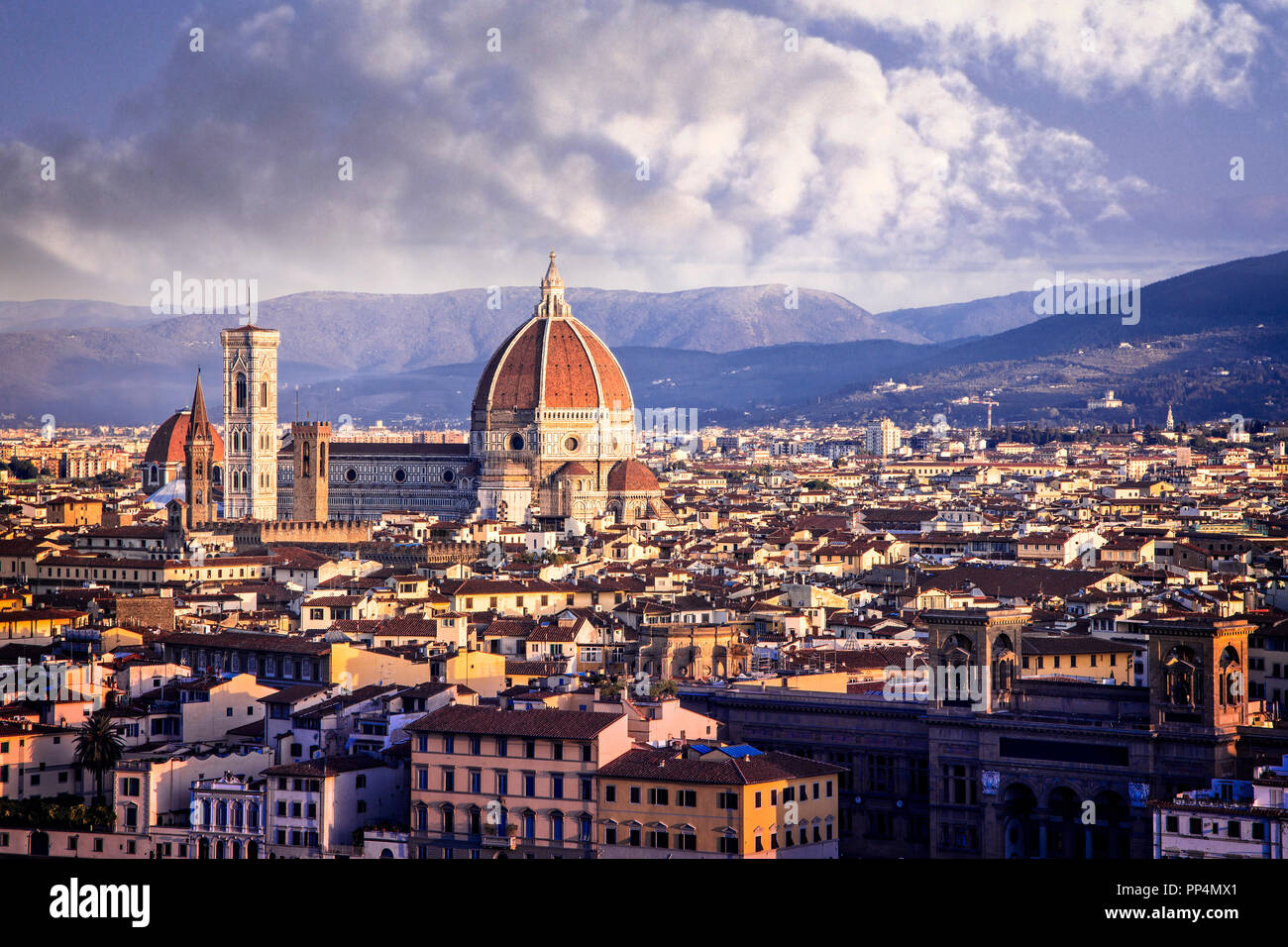 Il paesaggio urbano di Firenze, Italia, e il Duomo. Foto Stock