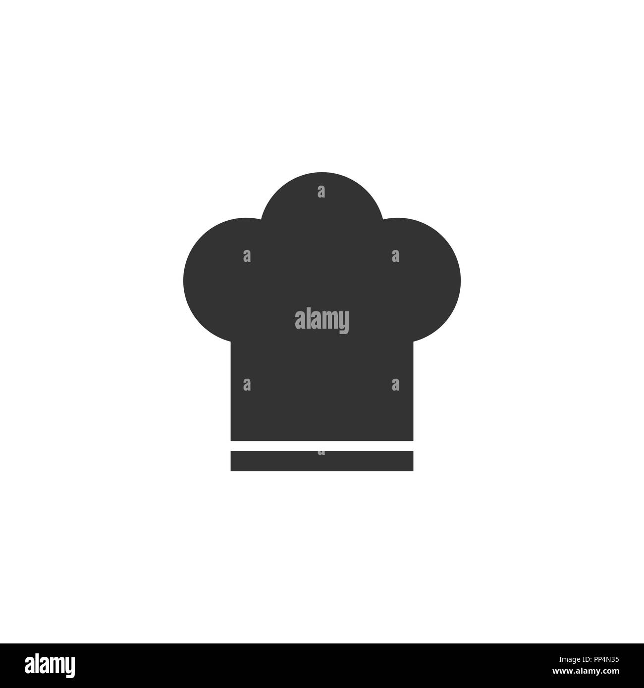 Lo Chef hat icona in stile appartamento. Tappo di fornello illustrazione vettoriale bianco su sfondo isolato. Il ristorante dello chef il concetto di business. Illustrazione Vettoriale