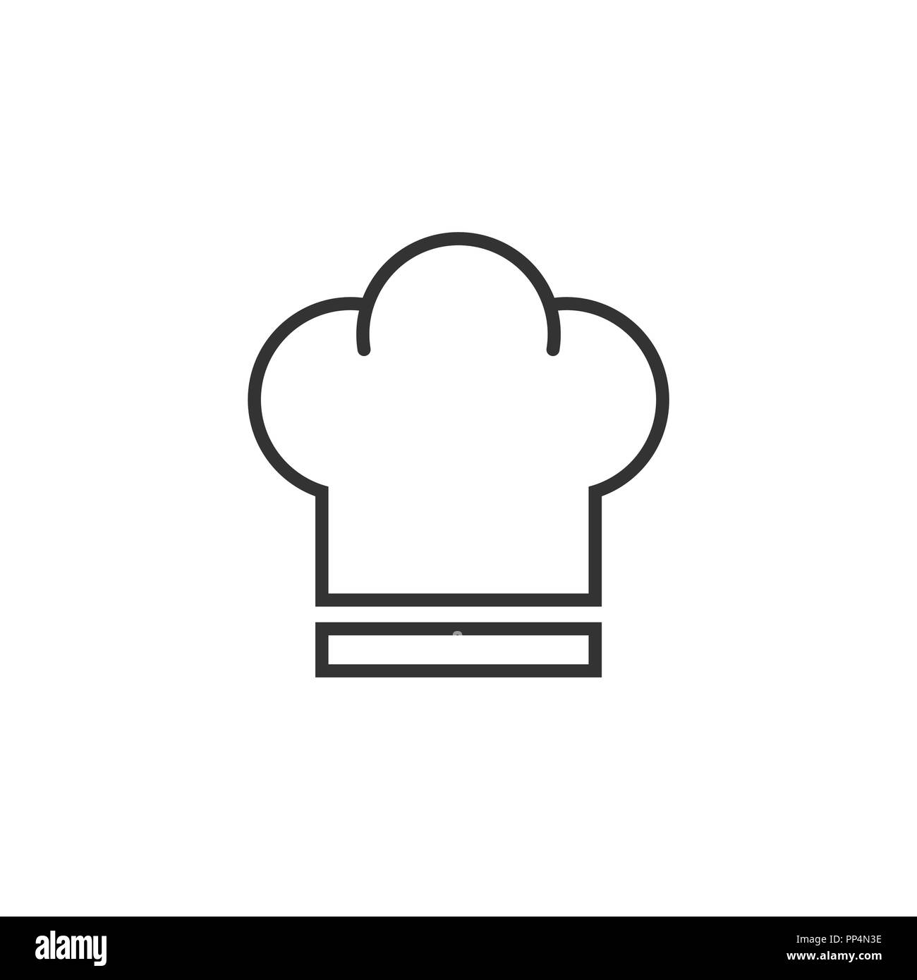 Lo Chef hat icona in stile appartamento. Tappo di fornello illustrazione vettoriale bianco su sfondo isolato. Il ristorante dello chef il concetto di business. Illustrazione Vettoriale