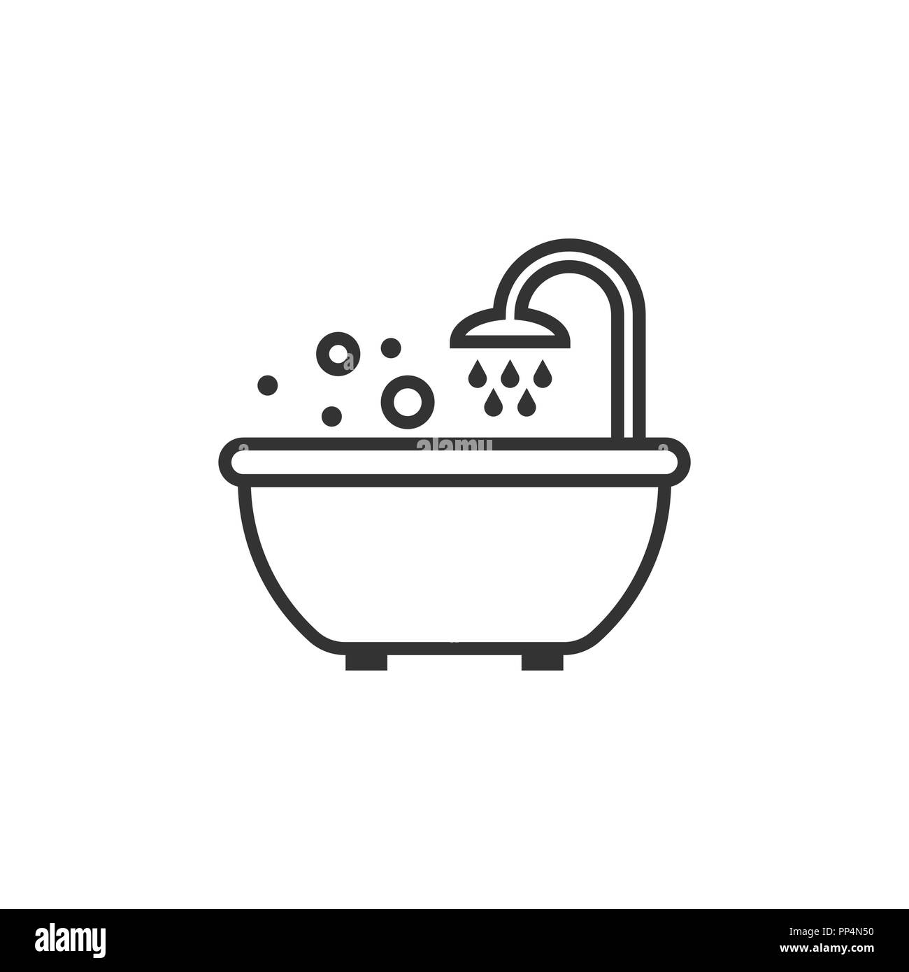 Vasca da bagno doccia icona in stile appartamento. Bagno igiene  illustrazione vettoriale bianco su sfondo isolato. Bath spa la concezione  di business Immagine e Vettoriale - Alamy