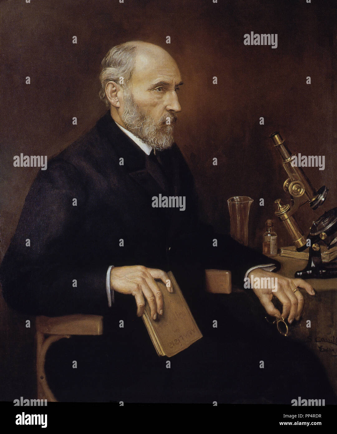 SANTIAGO RAMON Y CAJAL (1852/1934) - BIBLIOTECA DEL SENATO - prenota la riproduzione. Autore: CARRILLO S. Posizione: accademia medica. MADRID. Spagna. Foto Stock