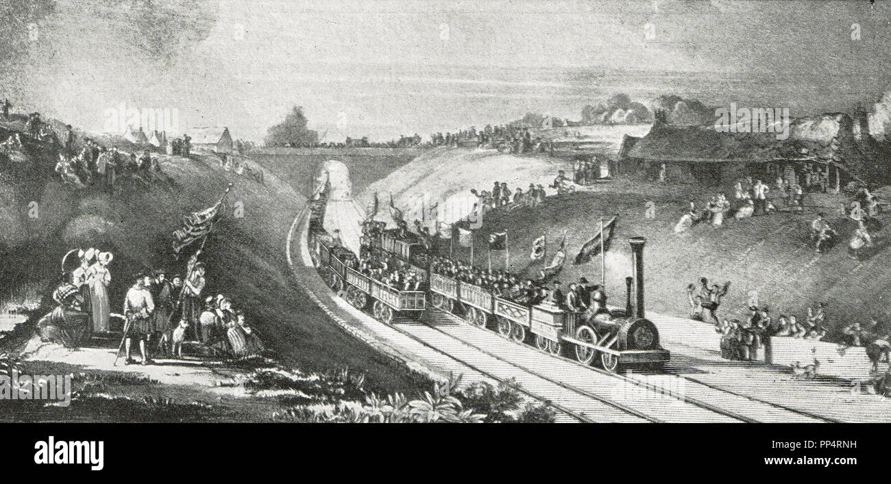 Apertura di Glasgow e Coatbridge ferroviarie, Luglio 1845 Foto Stock