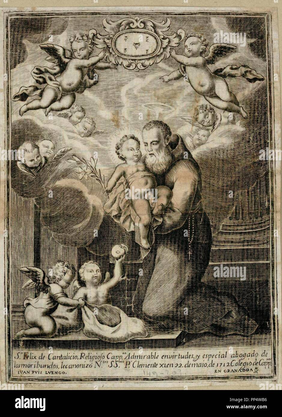 SAN FELIX DE CANTALICIO (1513/1587) - GRABADO SIGLO XVIII. Autore: RUIZ LUENGO JUAN. Posizione: Biblioteca Nacional-COLECCION. MADRID. Spagna. Foto Stock