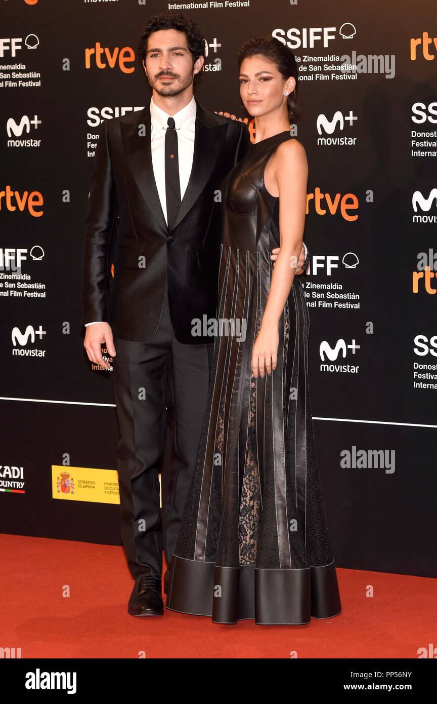 Chino Darin e sua moglie Ursula Corbero frequentando il 'un inaspettato amore' premiere durante il 66° Festival Internazionale del Film di San Sebastian al Kursaal il 21 settembre 2018 a San Sebastian, Spagna. Credito: Geisler-Fotopress GmbH/Alamy Live News Foto Stock