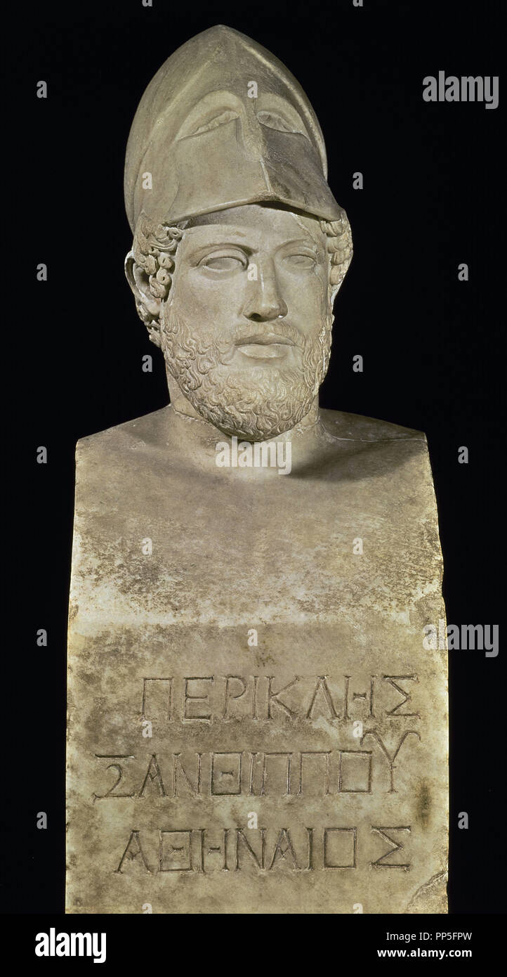 Busto di Pericle (495 A.C. - 429 a.C.). Roma, Museo del Vaticano. Autore: Cresilas. Posizione: MUSEOS VATICANOS-GALERIA DE LAS ESTATUAS. VATICANO. Foto Stock