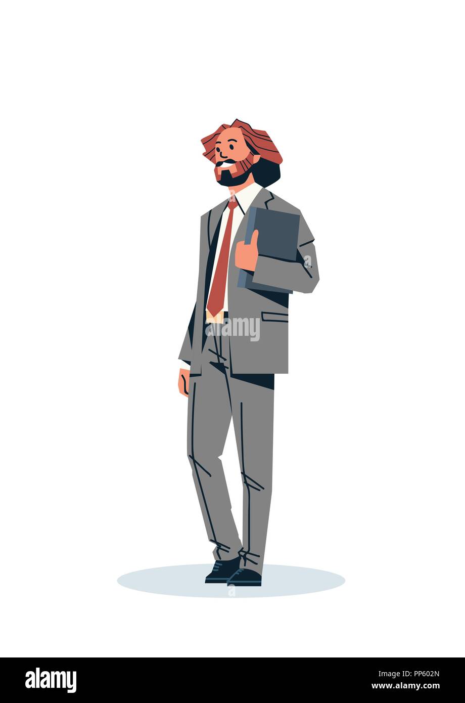 Imprenditore tenendo la cartella documenti business ufficio uomo lavoratore maschio personaggio dei cartoni animati isolato pieno piatto verticale di lunghezza Illustrazione Vettoriale