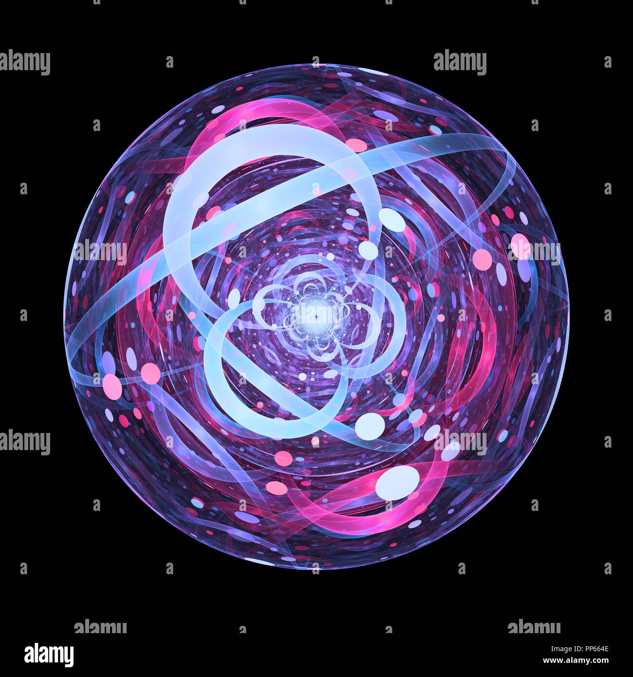 Colorato incandescente DNA nella cellula artificiale, futuristica tecnologia innovativa, generato dal computer sfondo astratto, rendering 3D Foto Stock