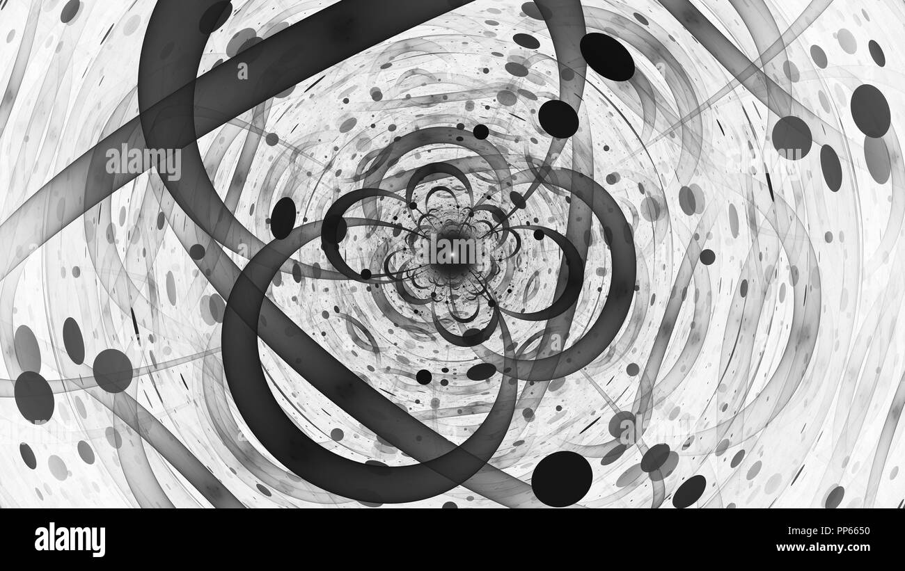 Incandescente dna artificiale in bianco e nero, generato dal computer sfondo astratto, rendering 3D Foto Stock