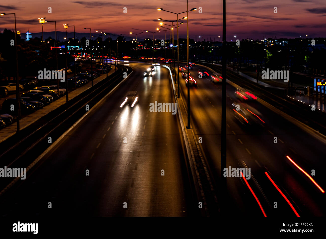 Tramonto sul mare street di Izmir (Turchia) Foto Stock