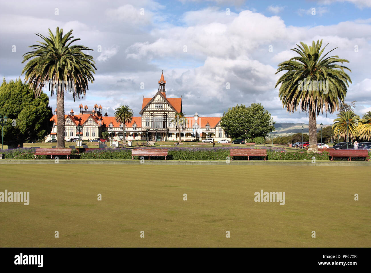 Nuova Zelanda - Isola del nord. Rotorua museum - storico stabilimento balneare in Nuova Zelanda le sue acque termali regione. Geotermica edificio termale. Foto Stock