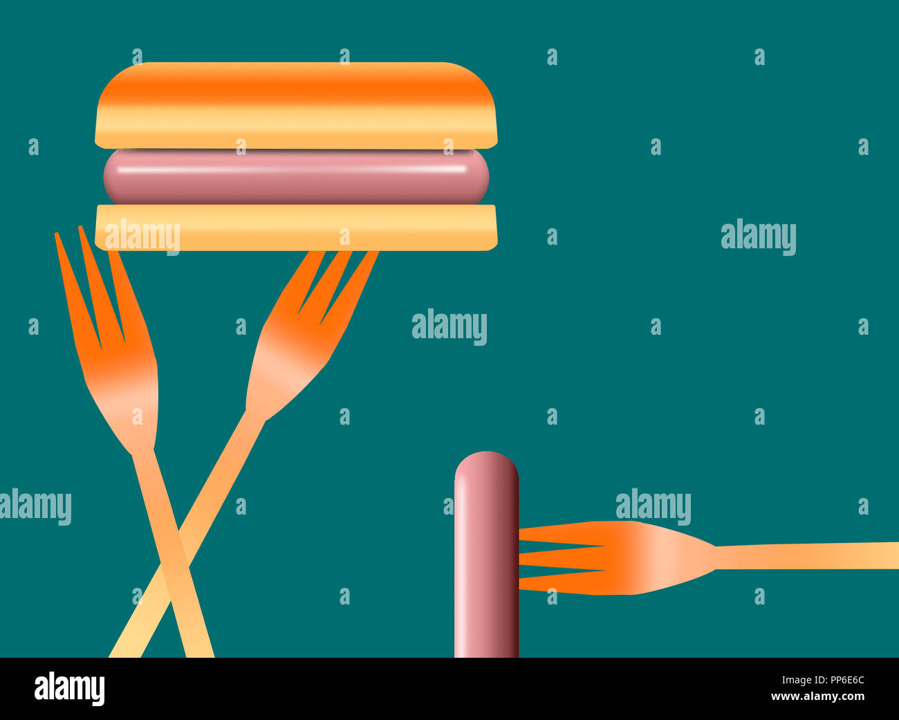 Hot dog sono visti in questa illustrazione alimentare Foto Stock