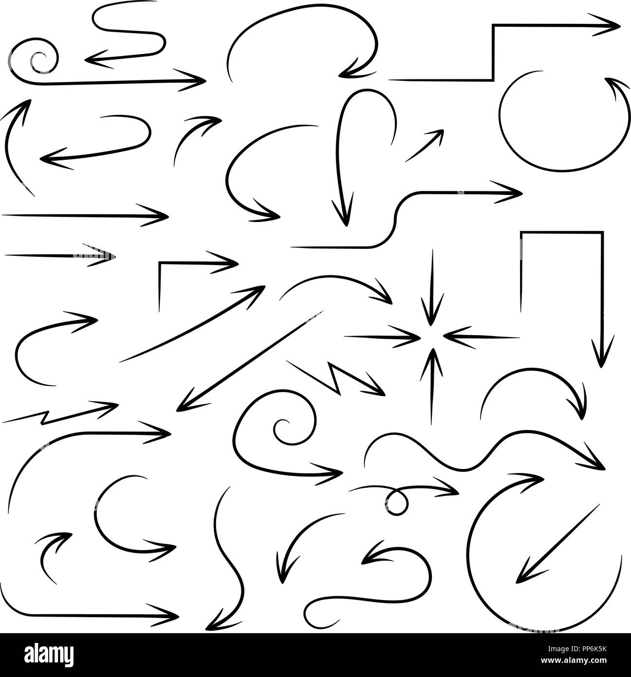 Frecce. Scritto a mano a filigrana impostato Illustrazione Vettoriale