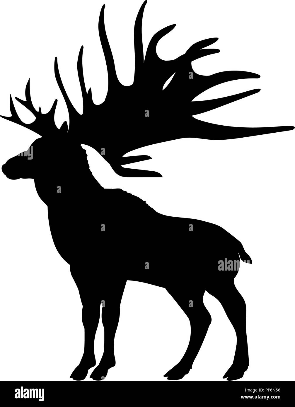 Il gigante Megaloceros renne silhouette estinto animale mammifero Illustrazione Vettoriale