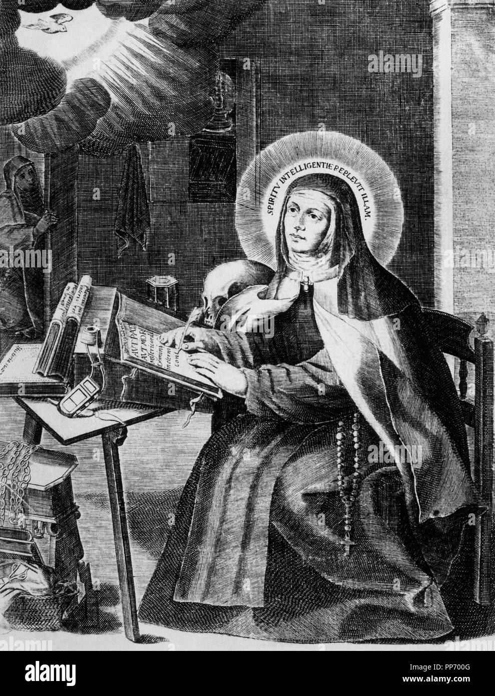 Teresa d Avila (1515-1582). Riformatore religioso dell Ordine Carmelitano. Incisione. Foto Stock