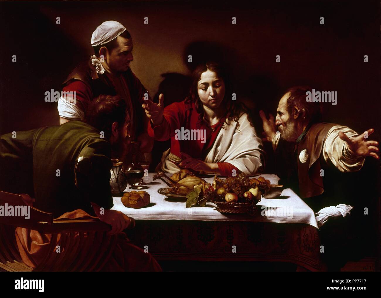 La cena de Emaús/1596-1602. Museo: GALLERIA NAZIONALE LONDRES G. BRETAÑA. Autore: Caravaggio. Foto Stock