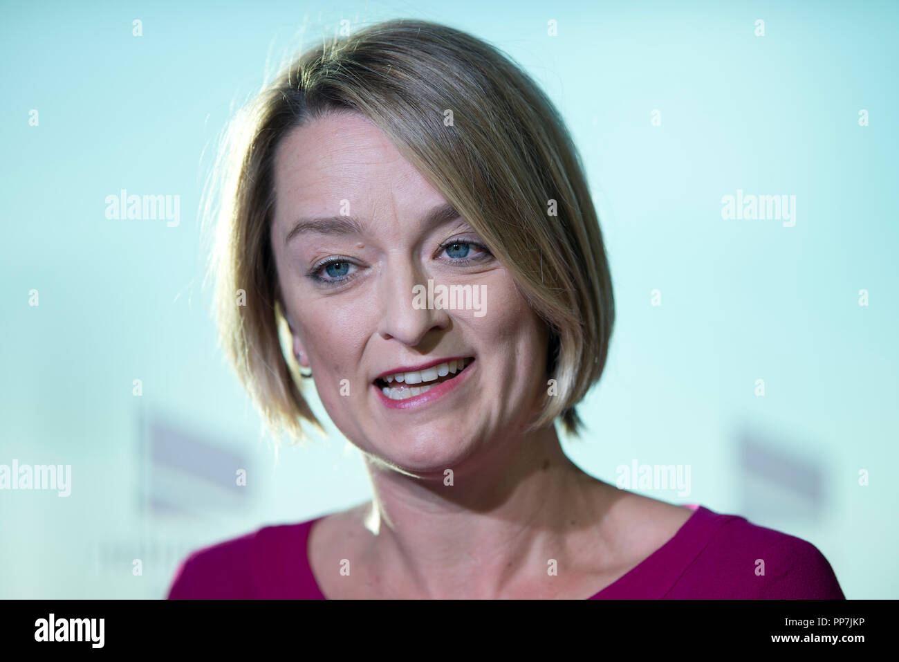 Liverpool, Regno Unito. Il 24 settembre 2018. Laura Kuenssberg, redattore politico di BBC News, durante una trasmissione presso il Partito Laburista conferenza in Liverpool. © Russell Hart/Alamy Live News. Foto Stock