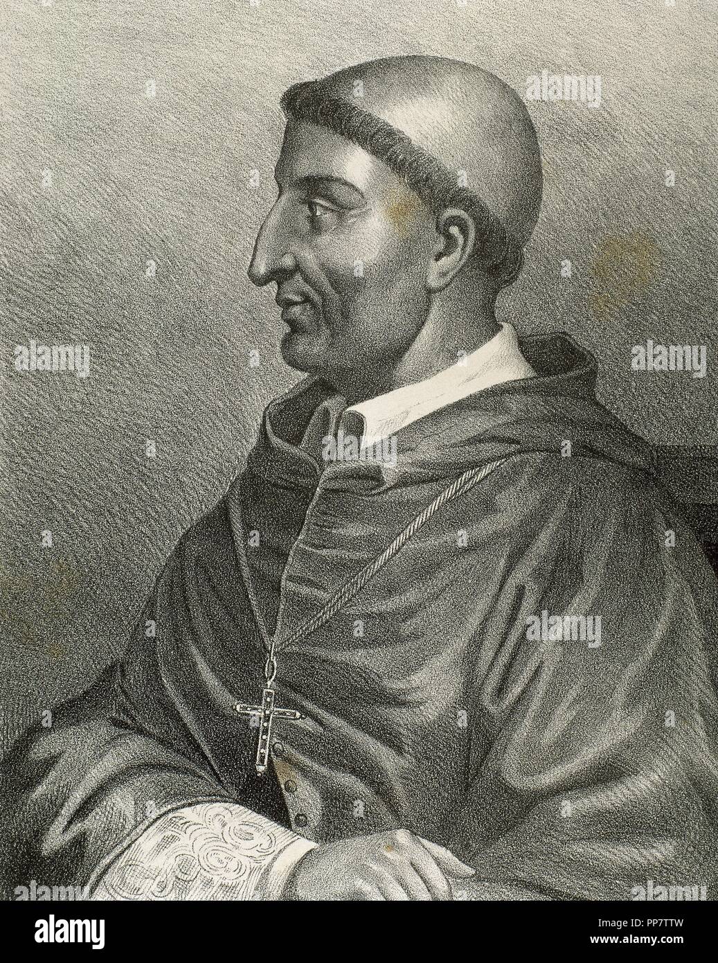 Francisco Jimenez di Cisneros (1436-1517). Cardinale spagnolo e più. Incisione del XIX secolo. Foto Stock