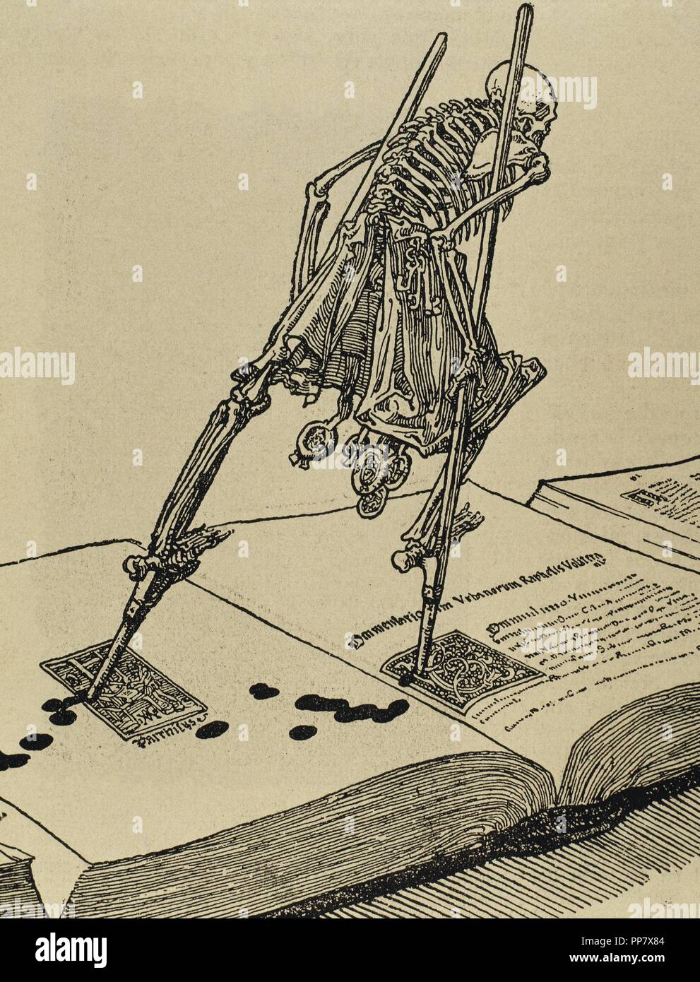 Joseph Sattler (1867-1931). Pittore tedesco e Art Nouveau illustrator. La danza moderna della morte. Incisione. 'La Ilustracion artistica", 1885. Foto Stock