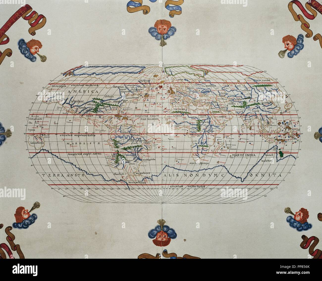 Portolan atlas del mondo di Joan Martines (1556-1590). Messina, 1587. Biblioteca nazionale. Madrid. Spagna. Foto Stock