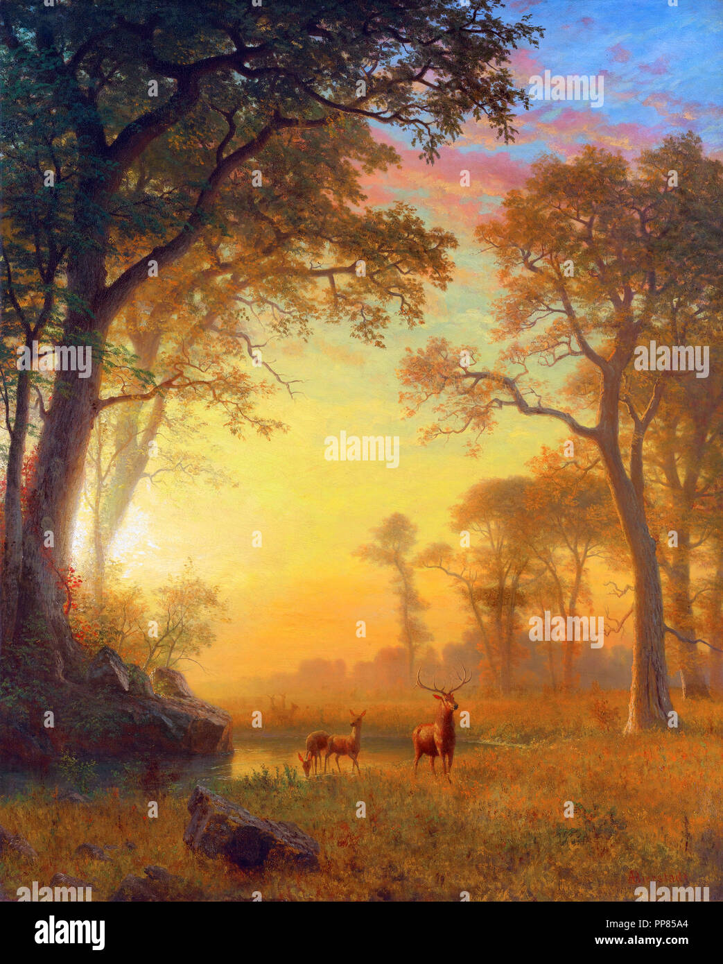 La luce nella foresta di Albert Bierstadt Foto Stock
