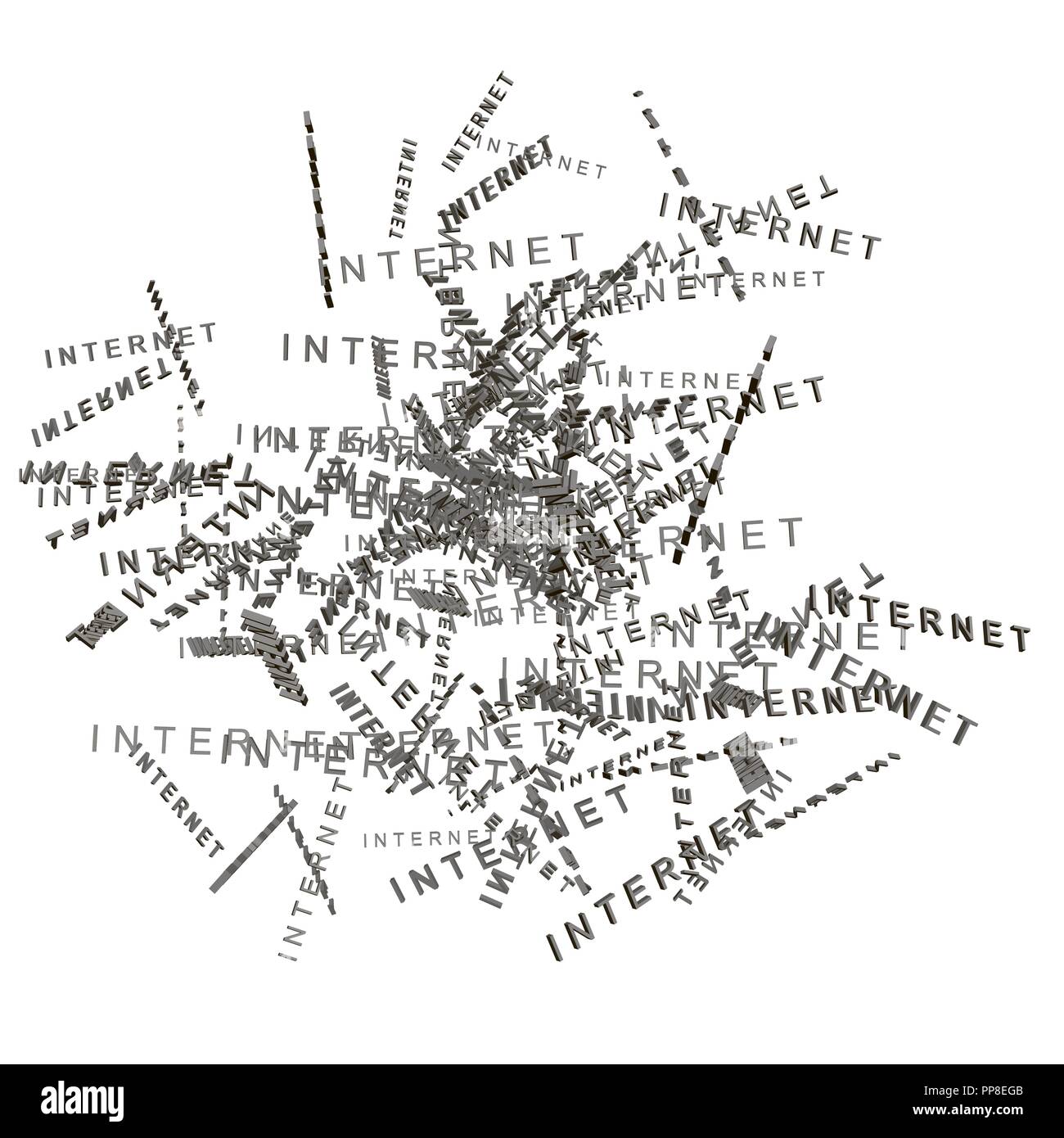 Un mazzetto di parole di internet si trovano caotico. 3D. Illustrazione Vettoriale. Illustrazione Vettoriale