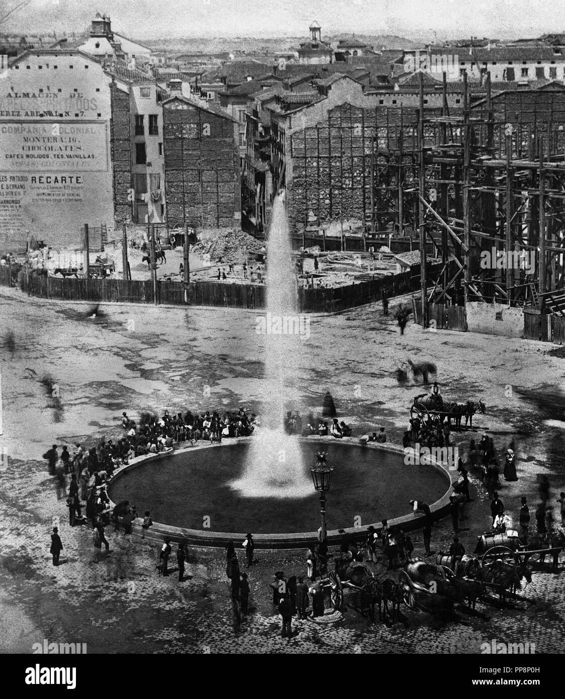 Fontana della Porta del Sole DURANTE LA RIFORMA EFFETTUATA NELL'ANNO 1860. Posizione: Museo de Historia-FOTOGRAFIAS. Spagna. Foto Stock