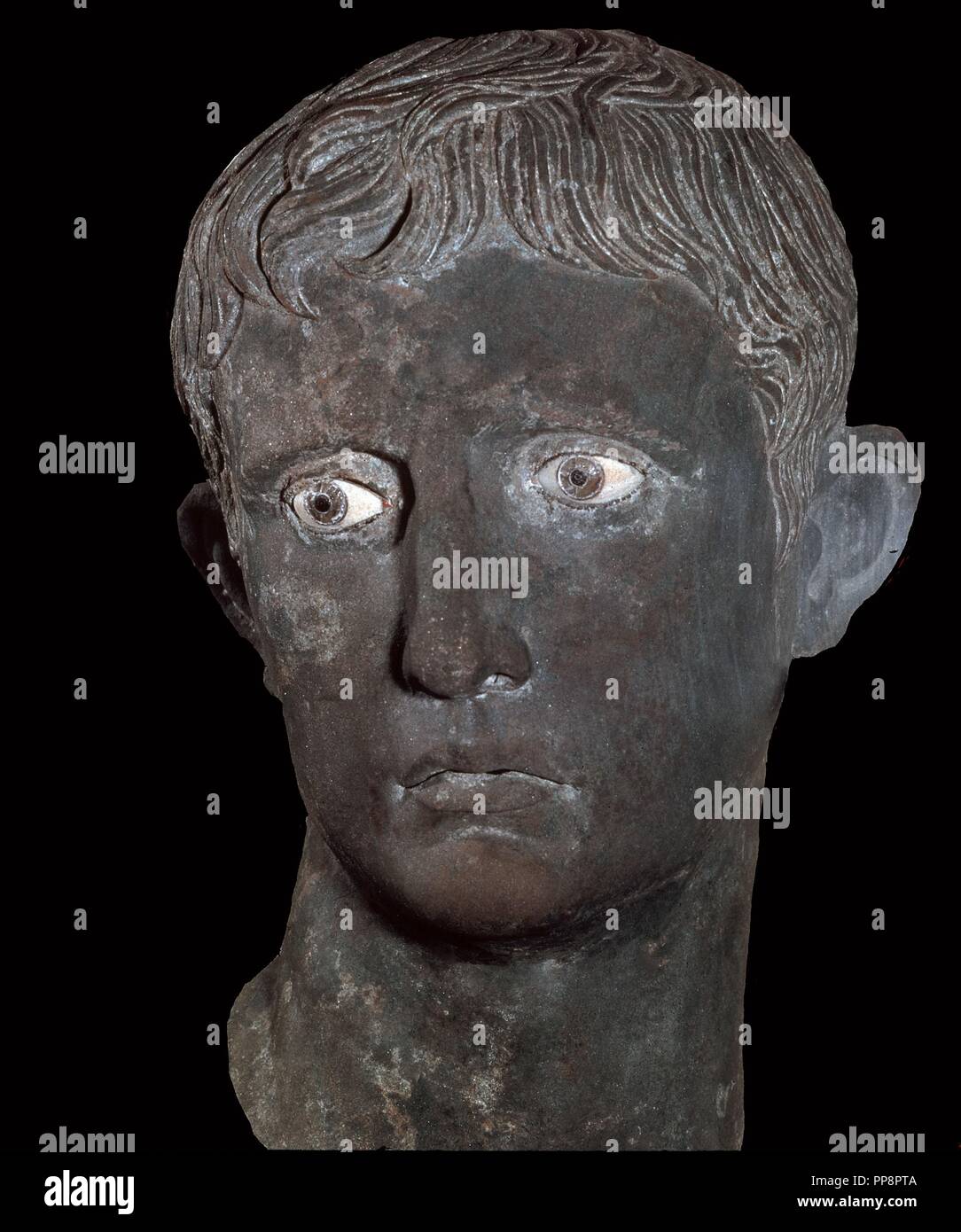 CABEZA DE AUGUSTO EN BRONCE - SIGLO I. UBICAZIONE: British Museum. Londra. In Inghilterra. Foto Stock