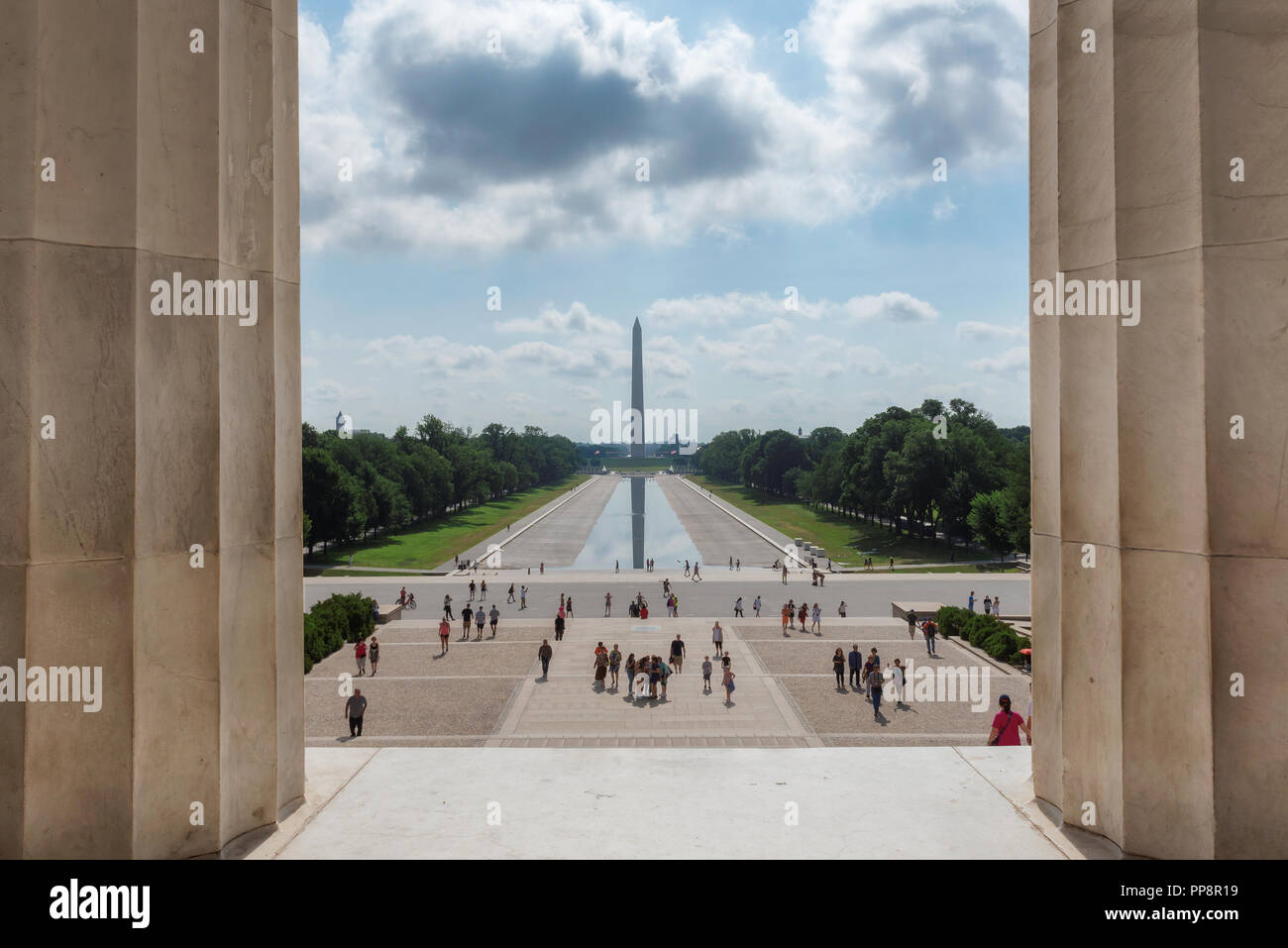 Il Monumento a Washington dal Lincoln Memorial, Washington, DC, Stati Uniti d'America. Foto Stock