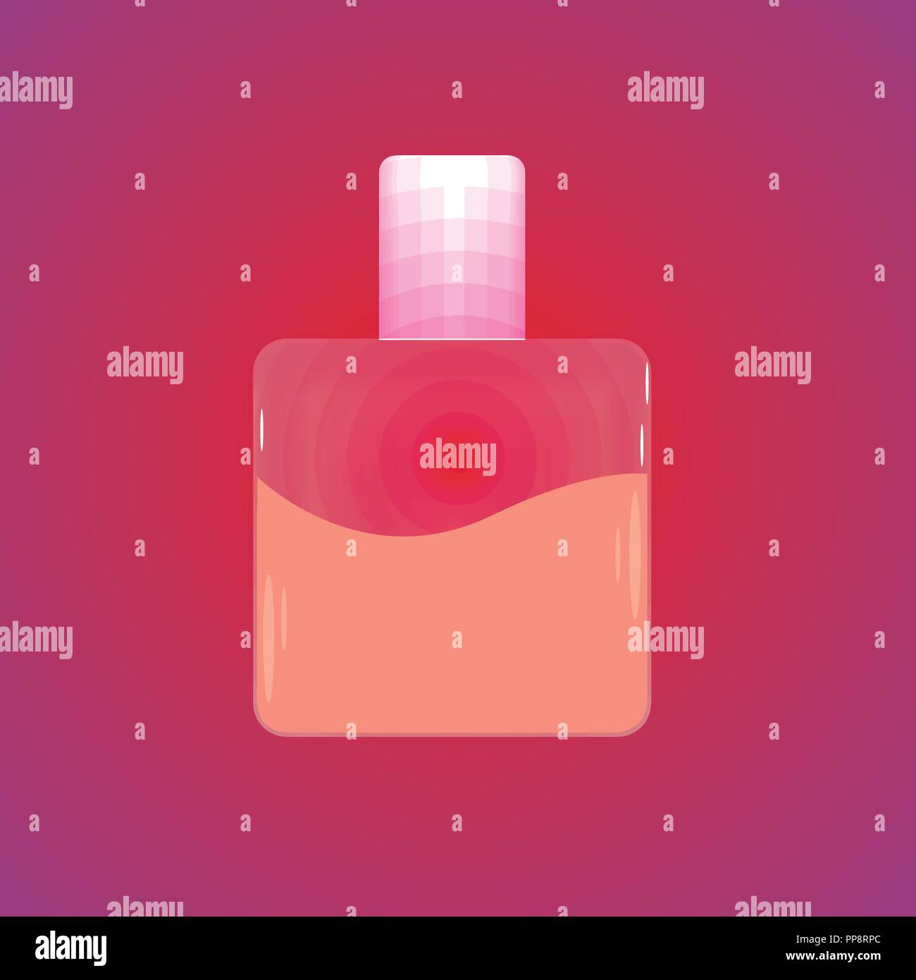 Bottiglia di profumo. Illustrazione Vettoriale. Bottiglia con liquido di rose. Illustrazione Vettoriale