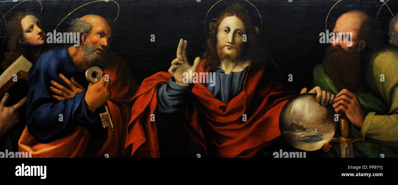 Marco Cardisco (1486-1542). Pittore italiano. Cristo con gli apostoli, ca.1533. Scomparto di predella. Collezione borbonica. Museo Nazionale di Capodimonte. Napoli. L'Italia. Foto Stock