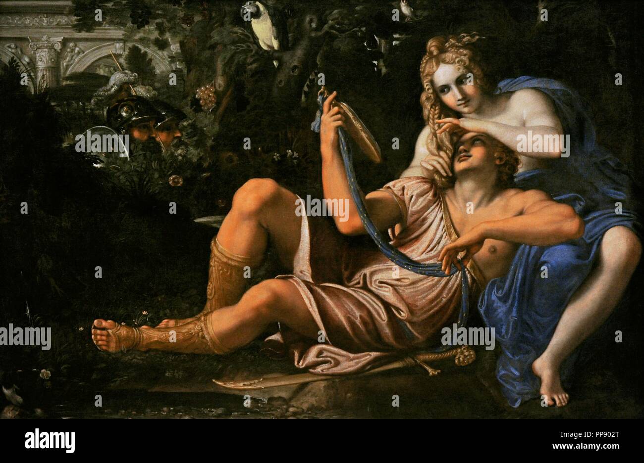 Annibale Carracci (1560-1609). Pittore italiano. Rinaldo e Armida, ca.1601. Collezione Farnese. Museo Nazionale di Capodimonte. Napoli. L'Italia. Foto Stock