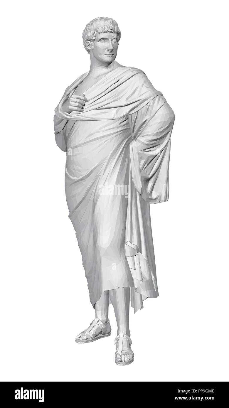 Statua di Marco Antonio. 3D la statua di colore bianco. Statua di poligonale. Illustrazione Vettoriale. Illustrazione Vettoriale